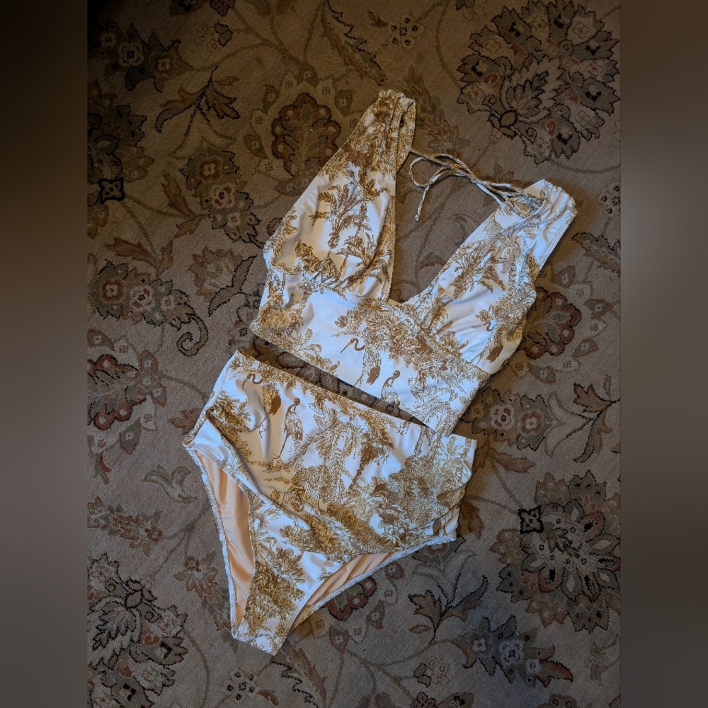 Gold and Cream Swim Coverup for Effortless Elegance